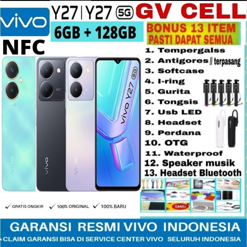 VIVO Y27 5G NFC  6/128GB &amp; Y27 4GB  RAM 6GB ROM 128GB GARANSI RESMI VIVO INDONESIA