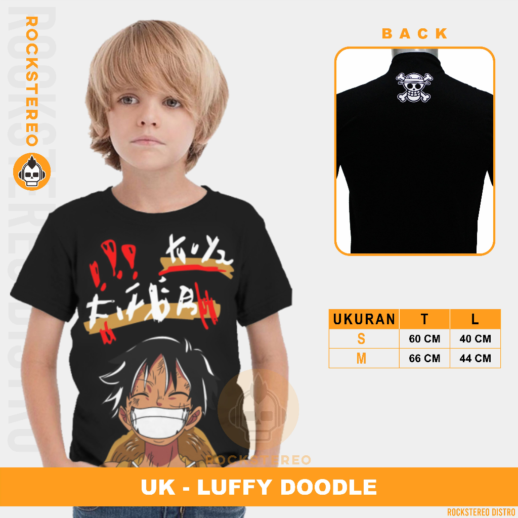 KAOS ANIME DISTRO -[ ONE PIECE / ZORO / GEAR / NIKA ]-- LUFFY DOODLE