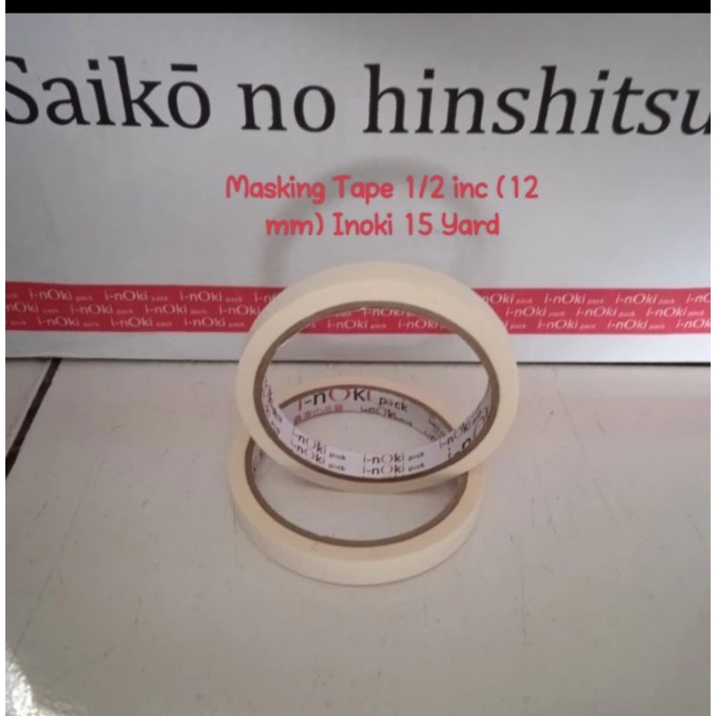 

Lakban kertas / Masking Tape Inoki 1/2 inc 12 mm * 15 yard