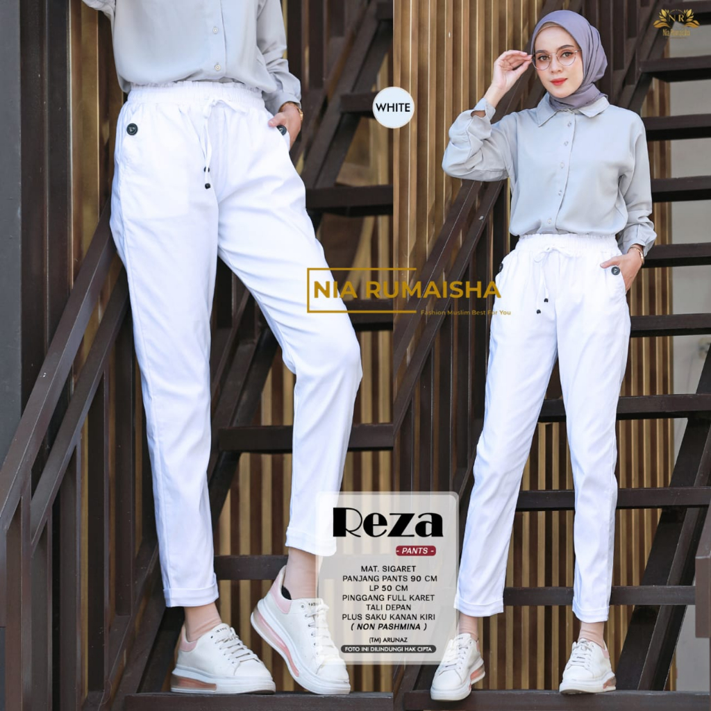 Reza White Pants Celana Kolor Casual Cewek Warna Putih