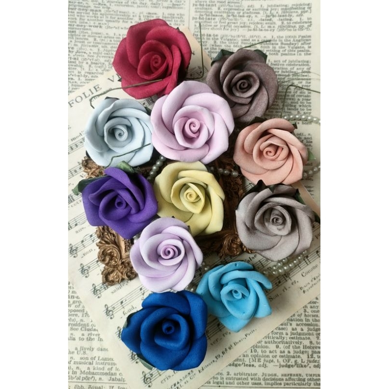 (Gardenia Spon Besar 1 kuntum) Bunga Mawar Spons 4,5cm / Bunga spons scrapbook / Bunga Spon Mahar