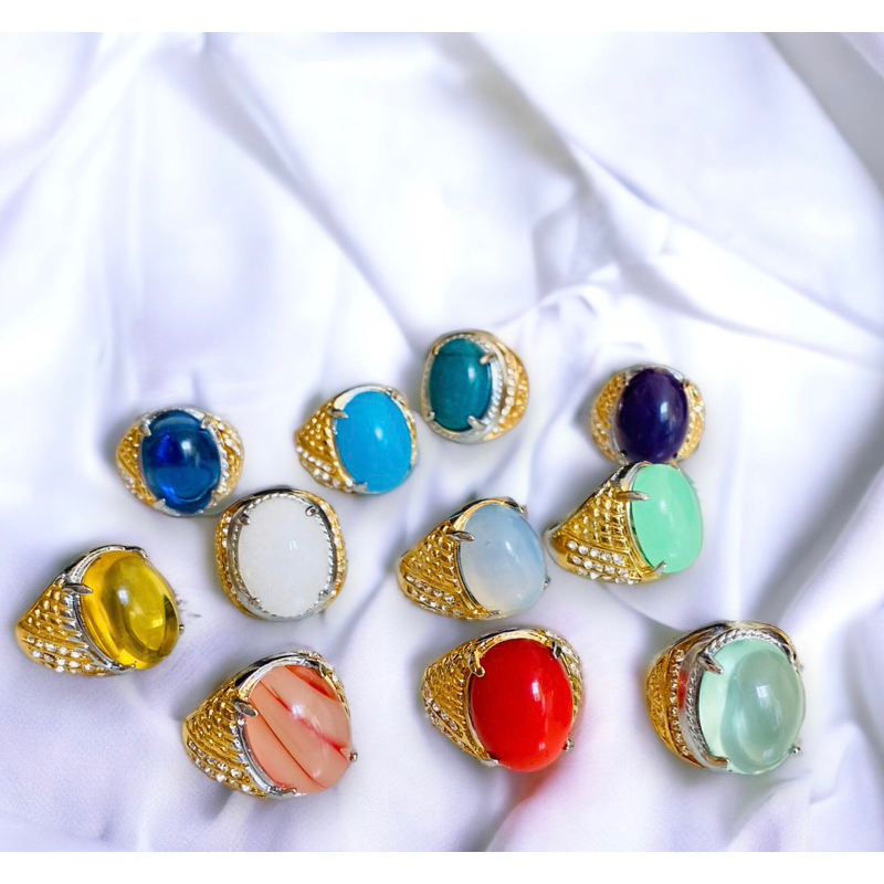 Cincin Batu Akik dengan Ring Germanium - Aksesoris Pria
