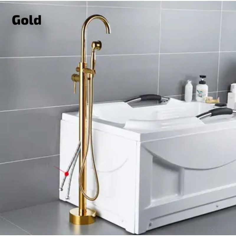 Shower Bathtub Gold Minimalis Shower Standing Kran Keran Bathtub Standing Berdiri Rose Gold Minimali