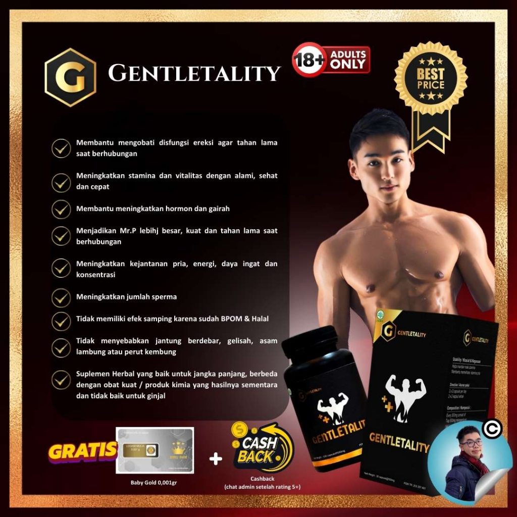 GENTLETALITY - KAPSUL HERBAL UNTUK STAMINA PRIA TERBAIK (PRIVASI TERJAGA)