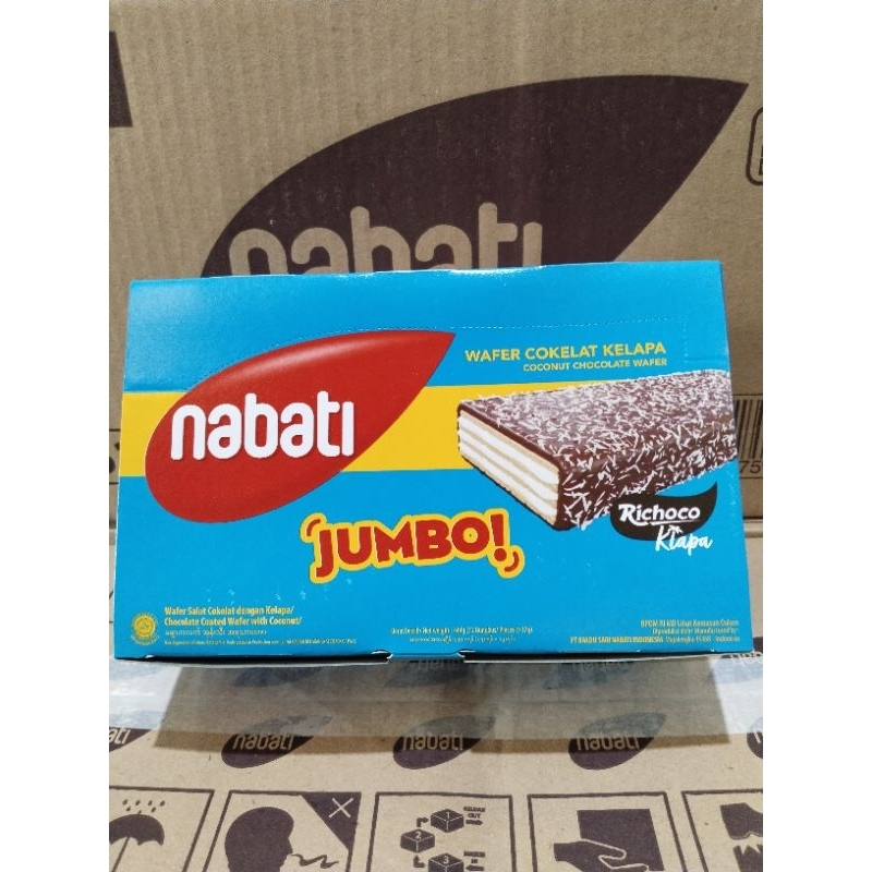 

Wafer Nabati Coated Jumbo 37gr Wafer Cokelat Kelapa Nabati 1 box isi 12pcs
