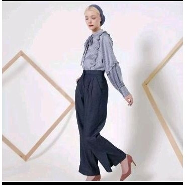 New/Baru Aleza Label Bian Pants Denim Culottes Pants Celana Kulot Denim Size L