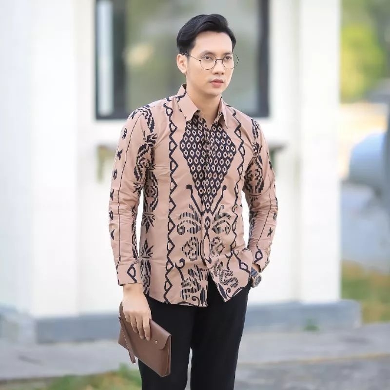 PERMATA COKSU Hem Atasan Kemeja Baju Batik Pria Cowok Laki Laki Slimfit Full Lapis Furing Lengan Pan
