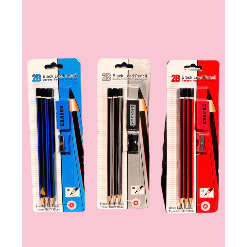 

2B pensil paket 6 pensil black lead pencils grafit hitam darker faster stonger