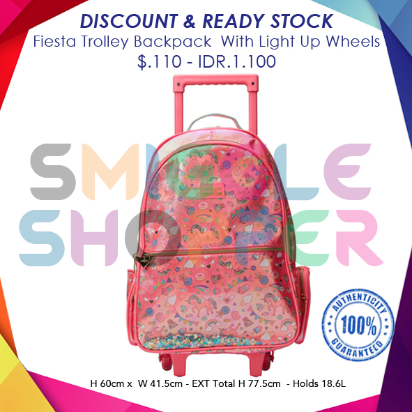 smiggle ORI Fiesta Trolley Backpack With Light Up Wheels