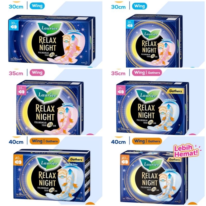 Laurier Relax Night Wing Pembalut Laurier Panjang Pembalut Panjang Bersayap