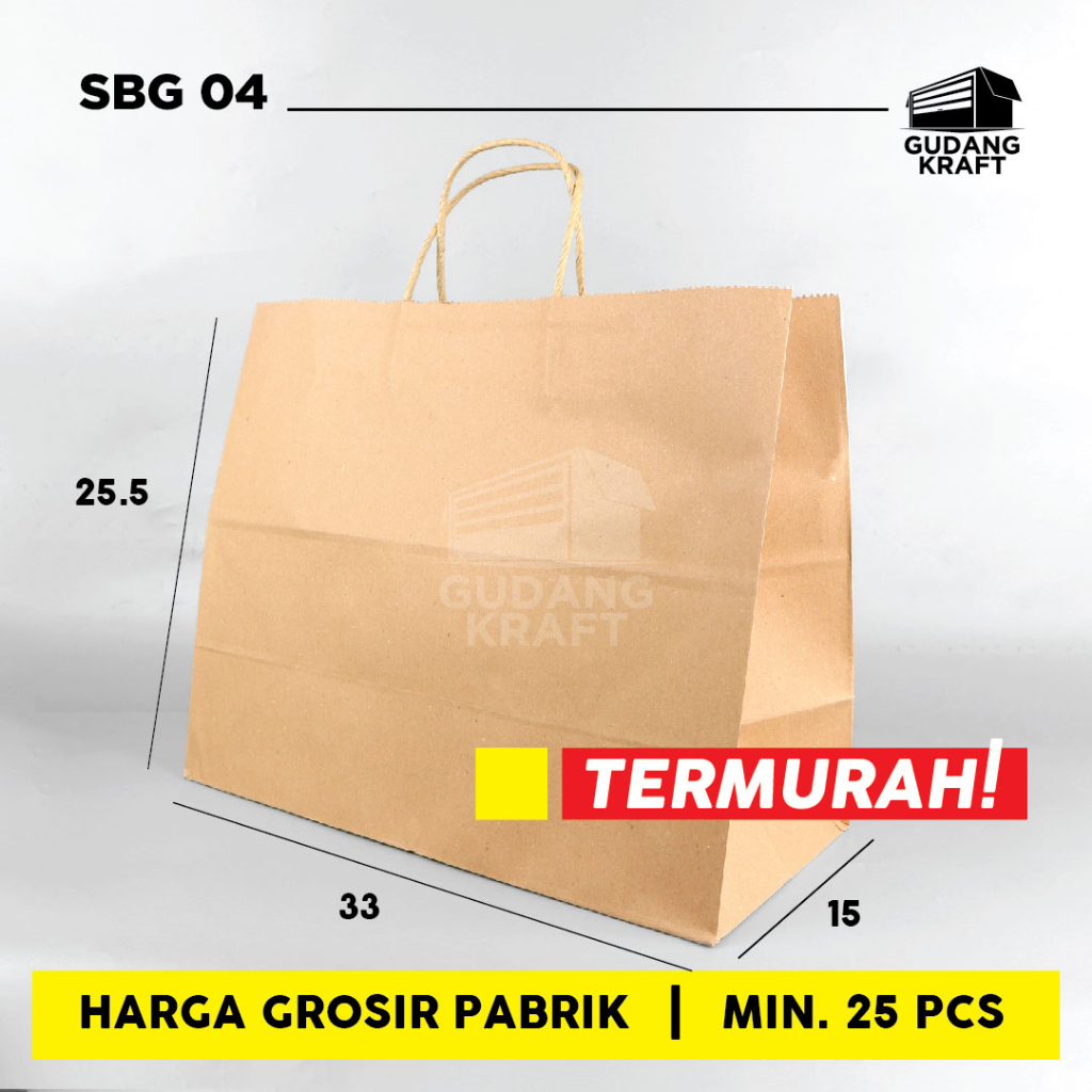 

Paper bag shoping bag tas kertas polos coklat kraft goodie bag 100gsm