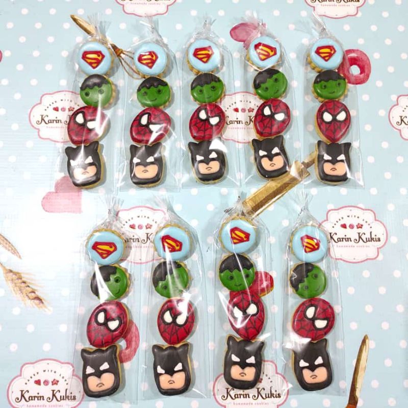 

Kukis hias, kukis karakter isi 4 tema super hero 1 (minimal 10 pack)