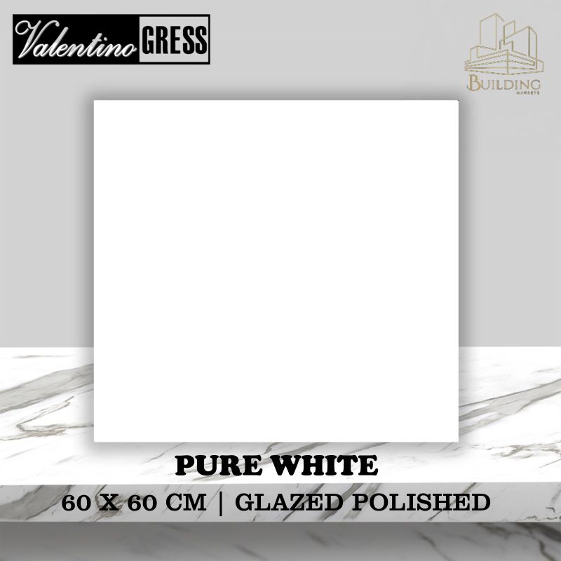 Granite Lantai 60×60 PURE WHITE/GLOSSY/VALENTINO GRESS