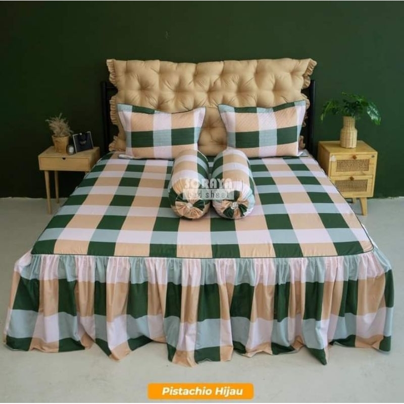 seprei rumbai motif panda kuning ukuran 180x200T20 bahan katun lokal