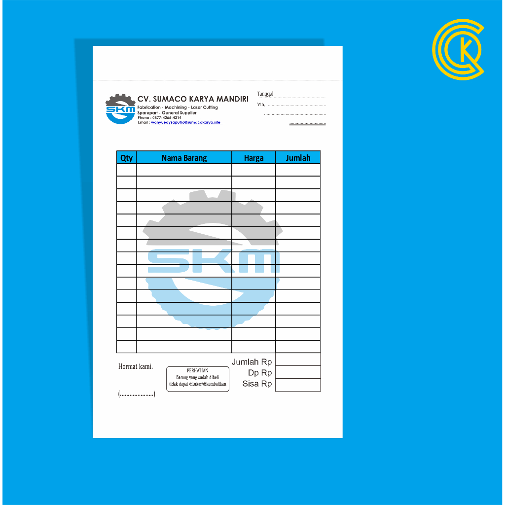 

nota custom satuan murah 1/4