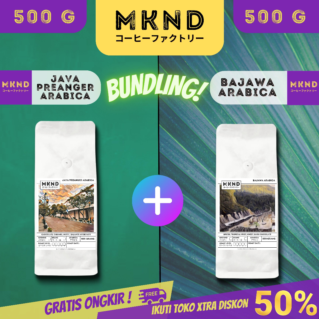 

MKND® BUNDLING HEMAT 2X500 ARABICA JAVA PREANGER + KOPI ARABIKA BAJAWA GRADE 1 SINGLE ORIGIN PROMO DISCON | BIJI BUBUK | SINGLE ORIGIN | PREMIUM COFFE | ROASTED BEANS | MANUAL BREW | COFFE ROASTERY