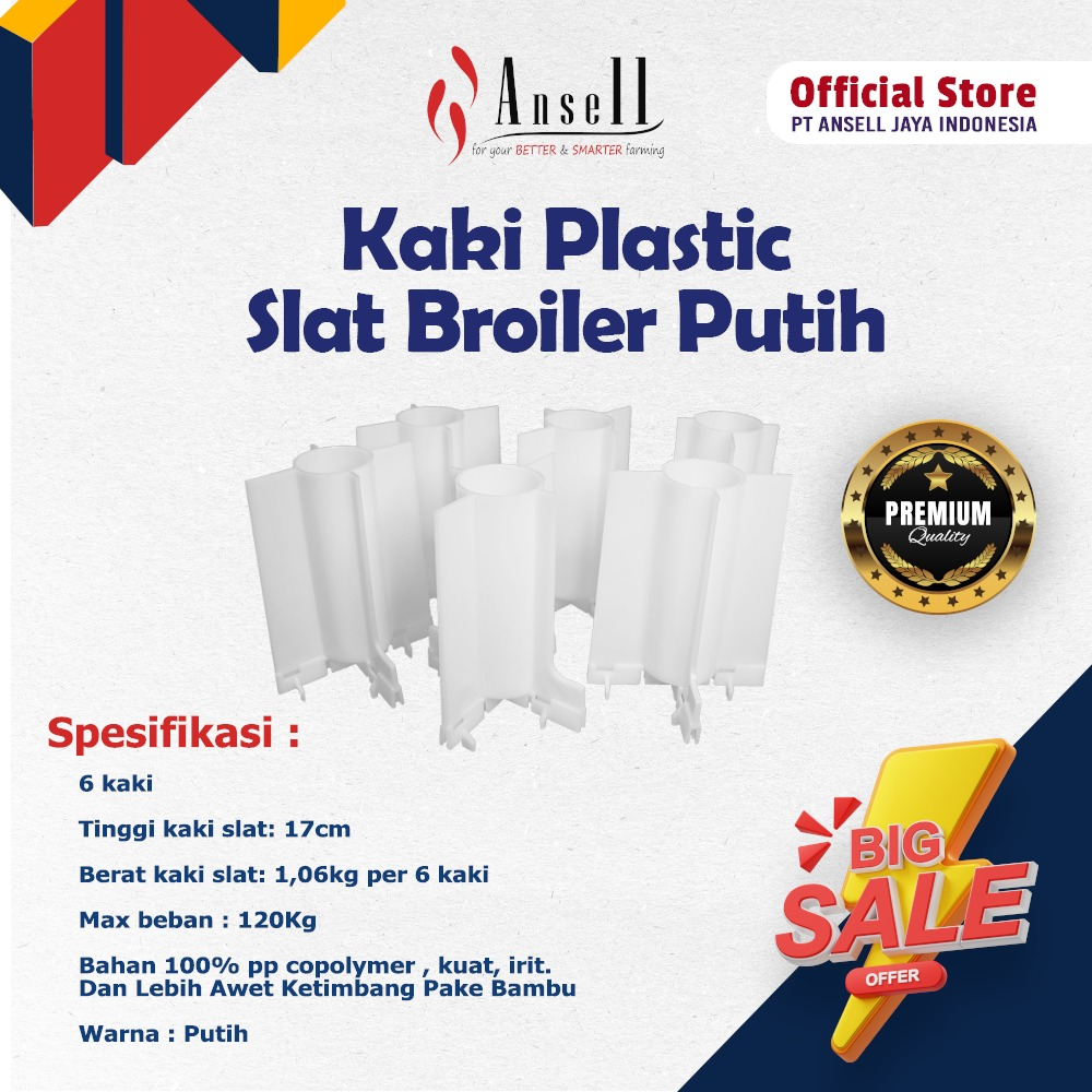 Kaki Slat 6 pcs Untuk Alas Kandang Ayam Broiler Warna Putih