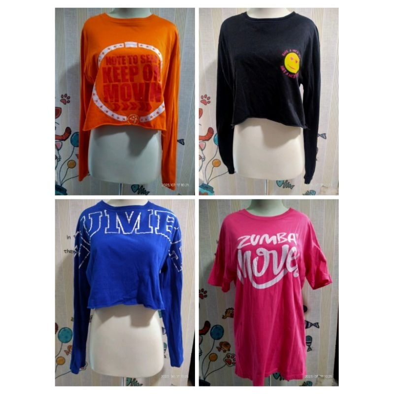 PRELOVED BAJU ZUMBA size L, BAJU SENAM, BAJU CROP, CROP ZUMBA