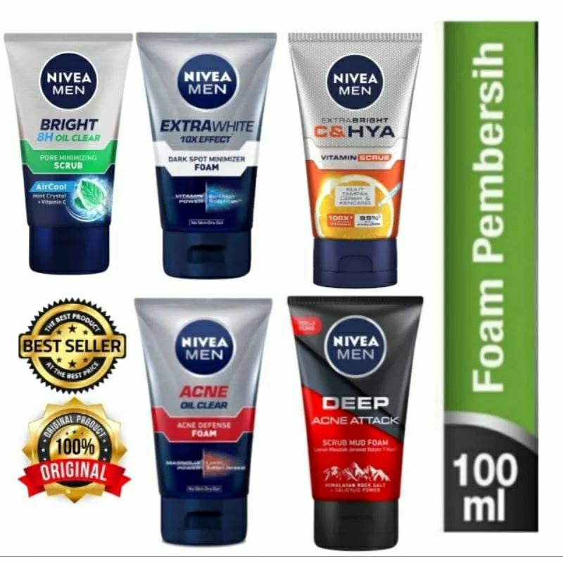 NIVEA MEN facial foam 100ml/nivea cuci muka 100ml
