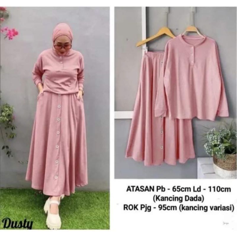 Setelan rok wanita crinkle