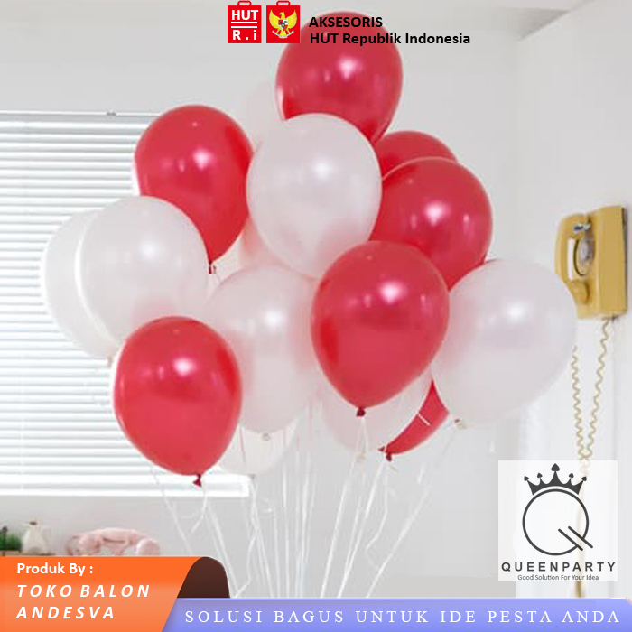 balon merah putih / balon metalik merah putih / balon lomba / Balon balon HUT RI