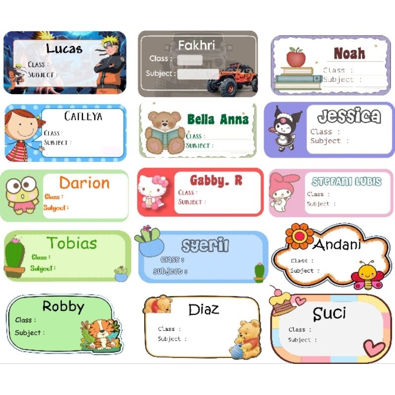 

Stiker Nama Label Buku Pelajaran/ Stiker Buku Tulis
