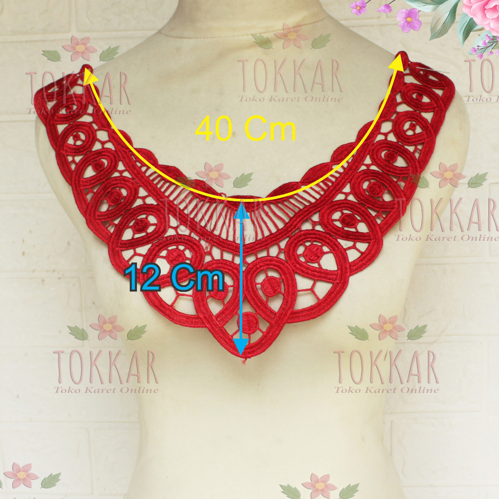 (Per Pcs) AP540 Aplikasi Kerah Bordir / Patch Leher / Renda Leher Cantik