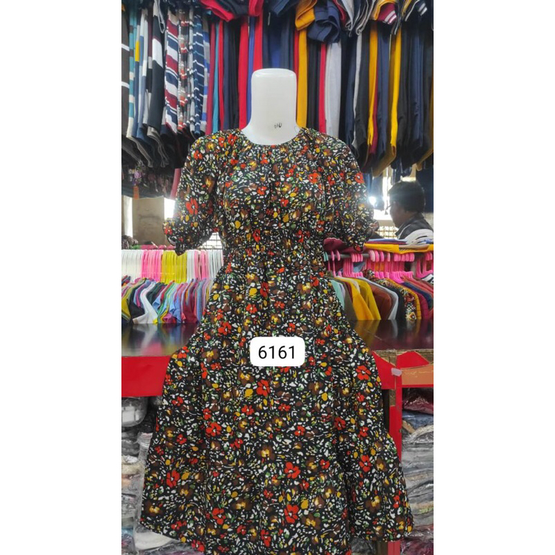 DASTER KERUT PENDEK/DASTER KERUT DADA BALI / ALL SIZE L WARNA RANDOM BAHAN RAYON MOTIF BUNGA WARNA W