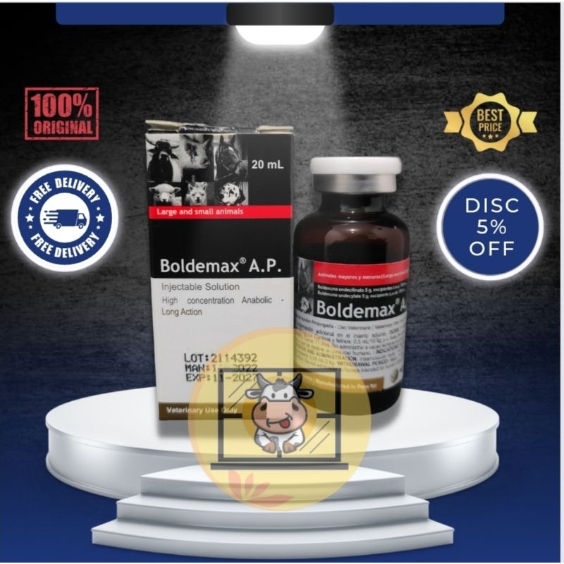 Boldemax AP 20 ml - Obat Penggemuk Sapi Kambing Kuda Anjing Kucing Kelinci Hewan Babi Ayam