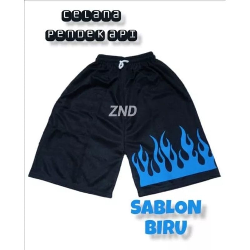 celana pendek cowok motif api