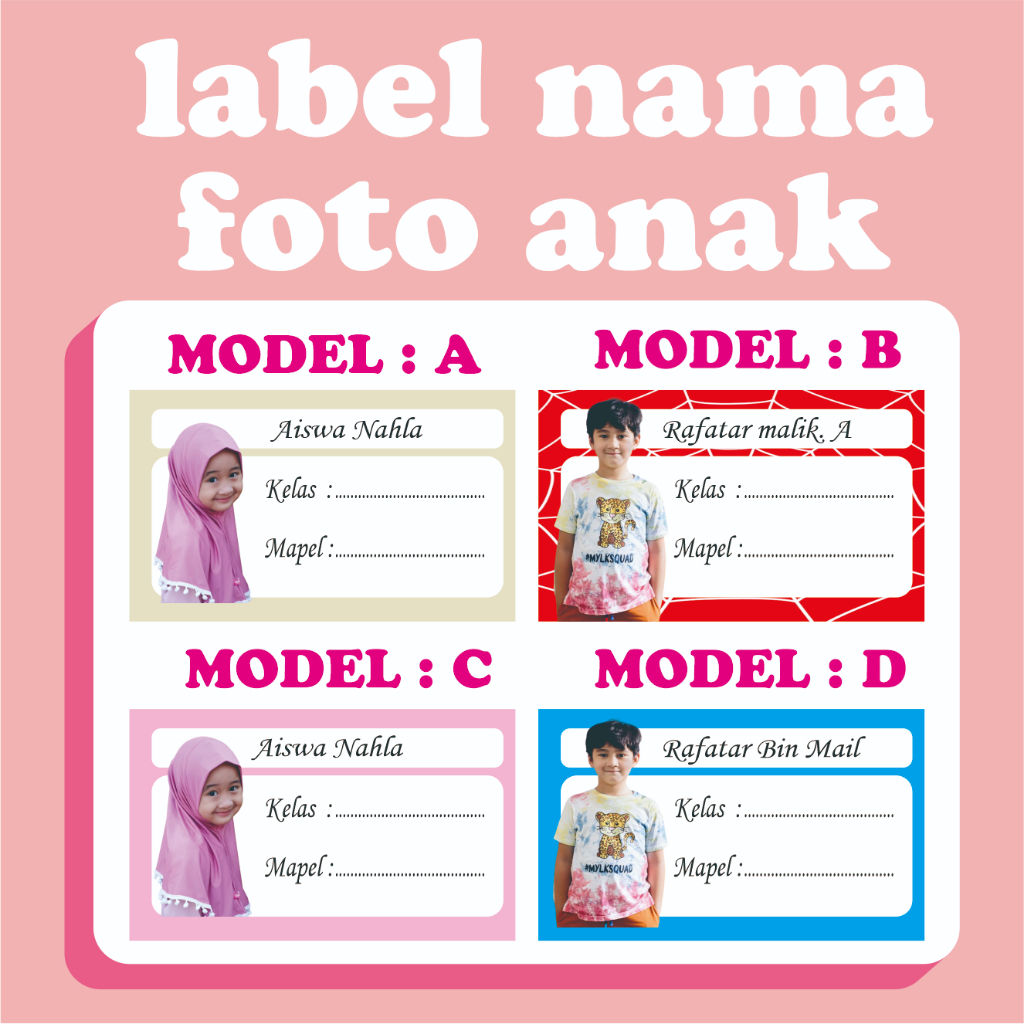 

label nama buku pakai foto