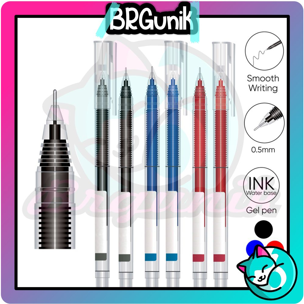

BRGUNIK Roller Pen Gel 0.5mm Penca Cair Cepat Kering Biru Hitam Merah S083