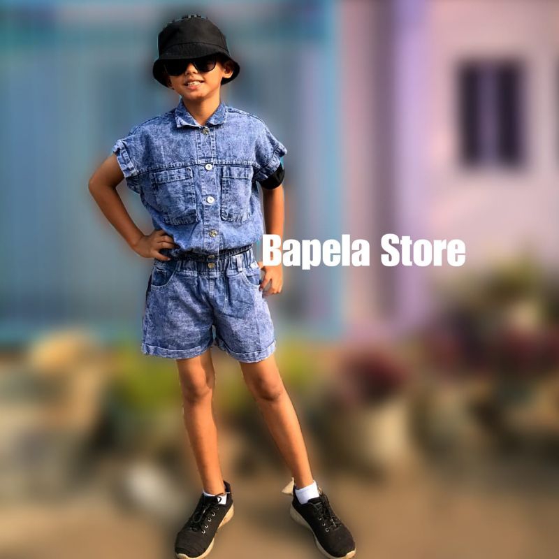 Setelan Jeans Anak umur 1-12 Tahun / Setelan Celana pendek lipat anak / Setelan Fashion anak