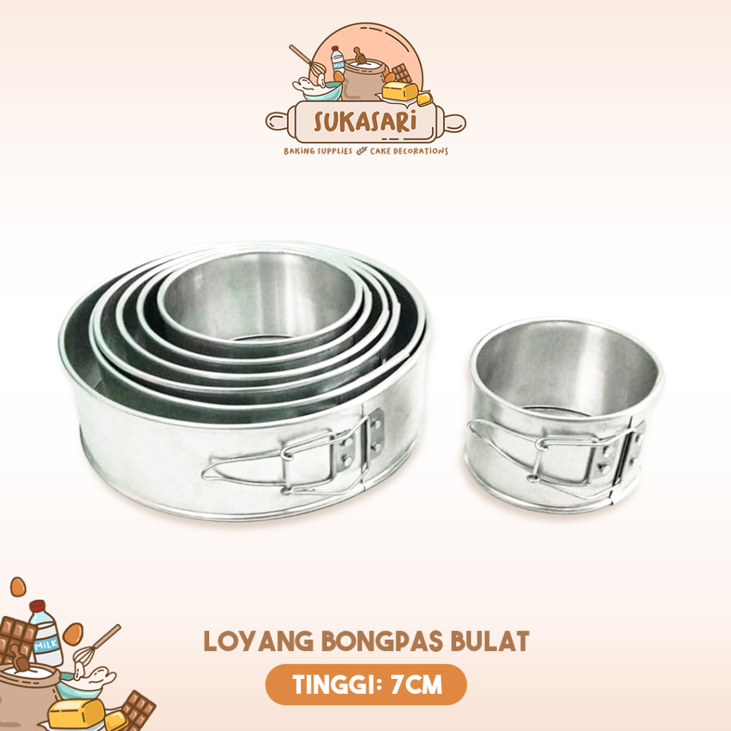 Sukasari - Loyang Bongpas Bulat Tinggi 7 cm / Diameter 10, 12, 14, 16, 18, 20, 22 cm / Loyang Kue