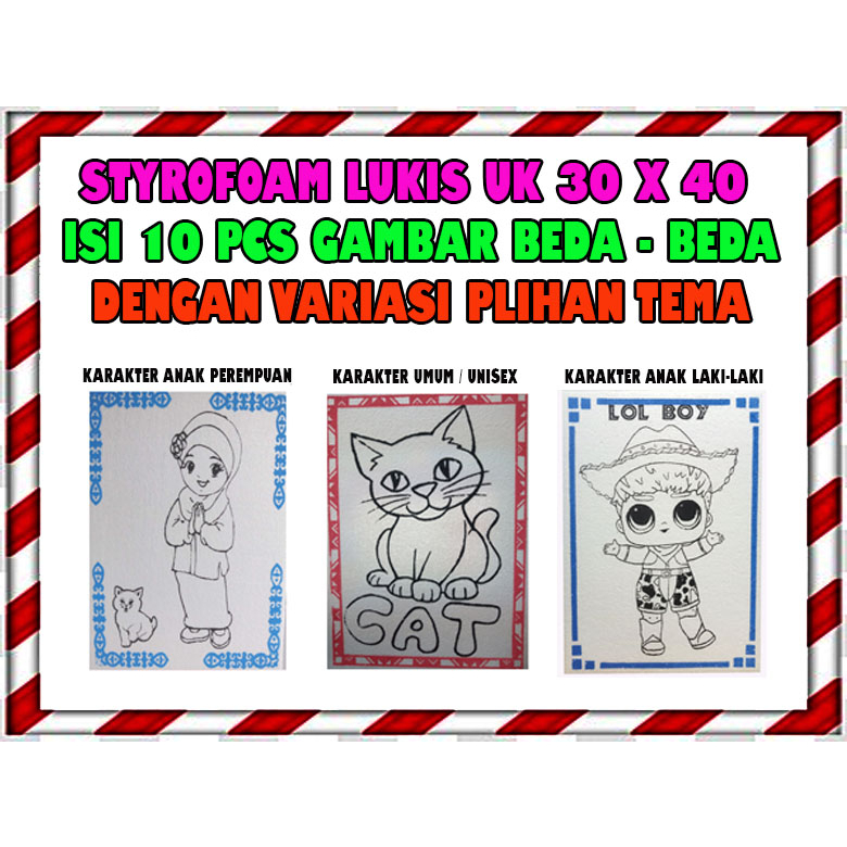 Styrofoam lukis dan Mewarnai isi 10 lembar