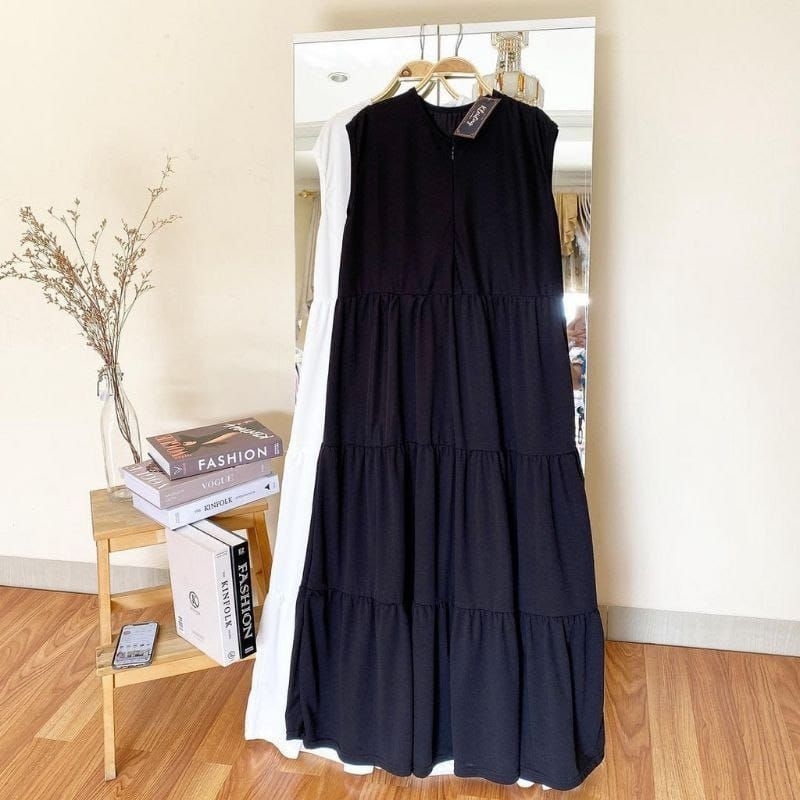 Inner Dress Susun Tanpa Lengan Busui Bahan Crinkle Airflow Terbaru