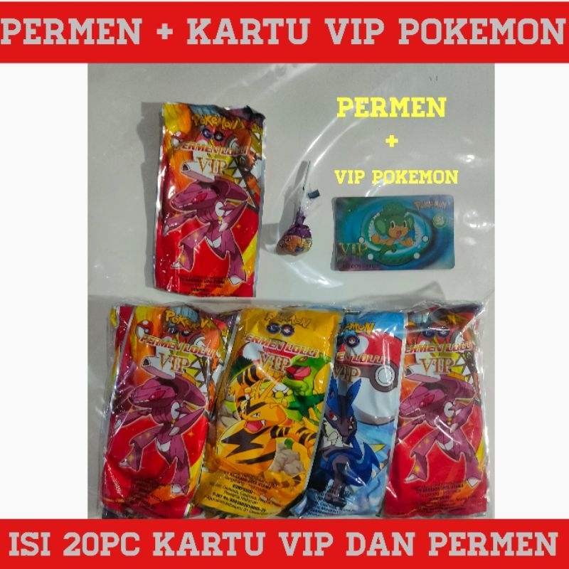 Set 20 Kartu ViP Pokemon + Permen