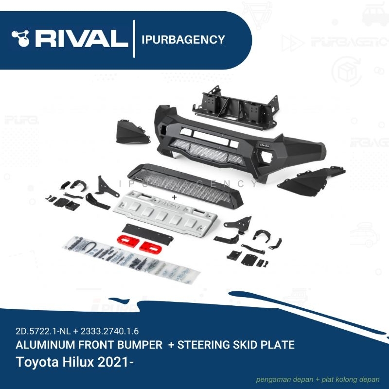Rival Aluminium Front Bumper for Hilux 2021 + Incl Skid Plate Radiator