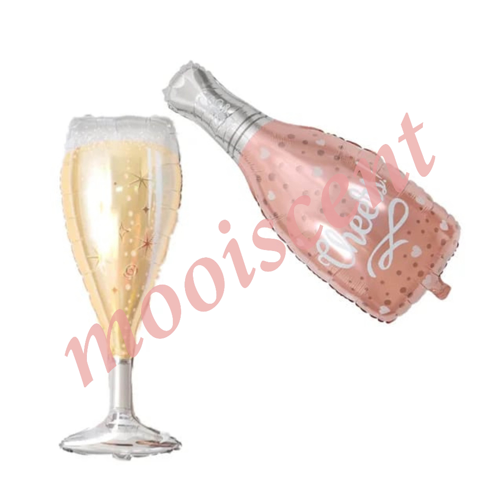 Balon Foil Botol Wine Rosegold / Gelas Gold