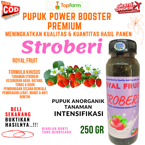 Pupuk Stroberi / Pupuk Stroberi Agar Berbuah Lebat Manis dan Jumbo / Pupuk Royal Fruit 250 GR / Pupu