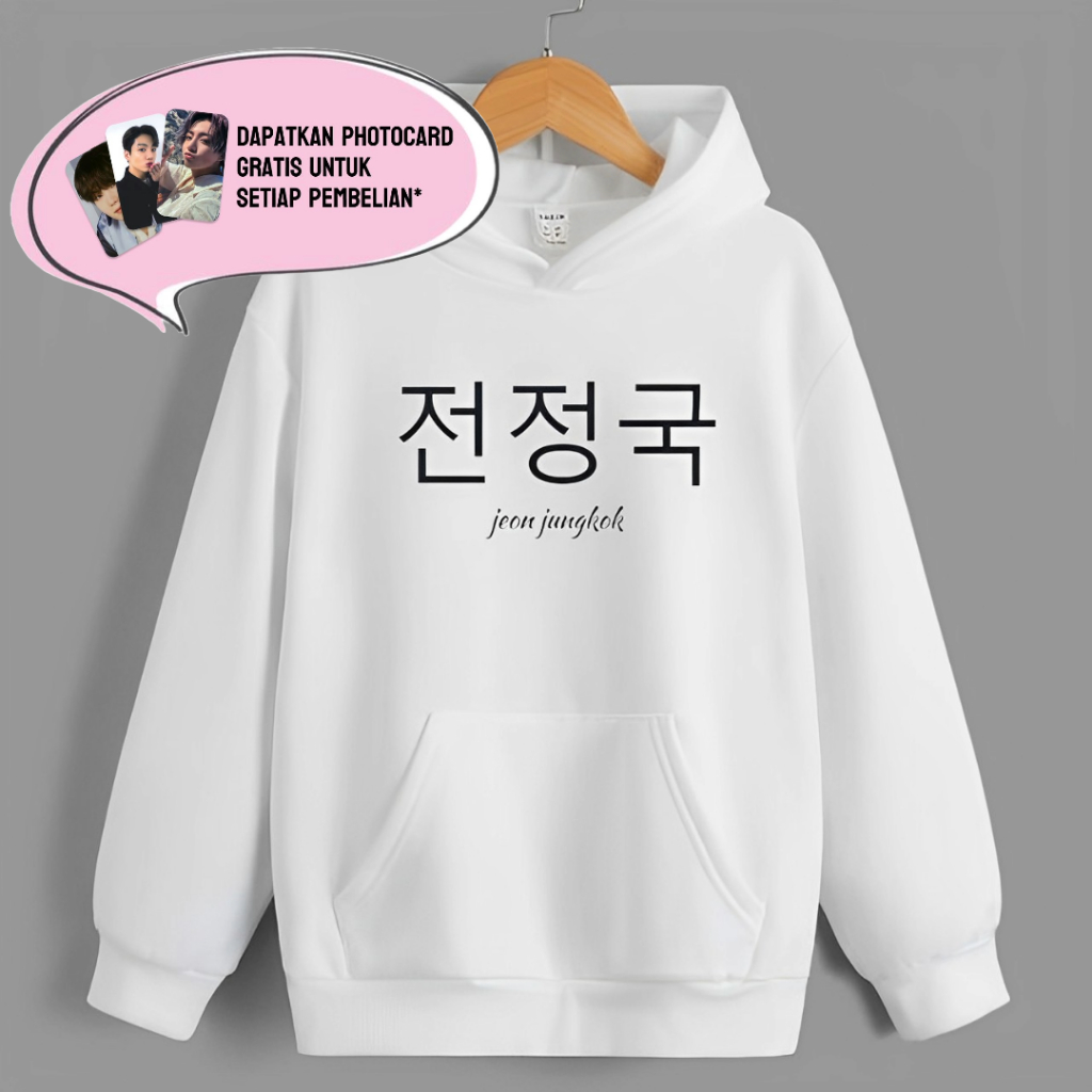 HOODIE BTS NAMA MEMBER KOREA HANGUL (GRATIS PHOTOCARD)