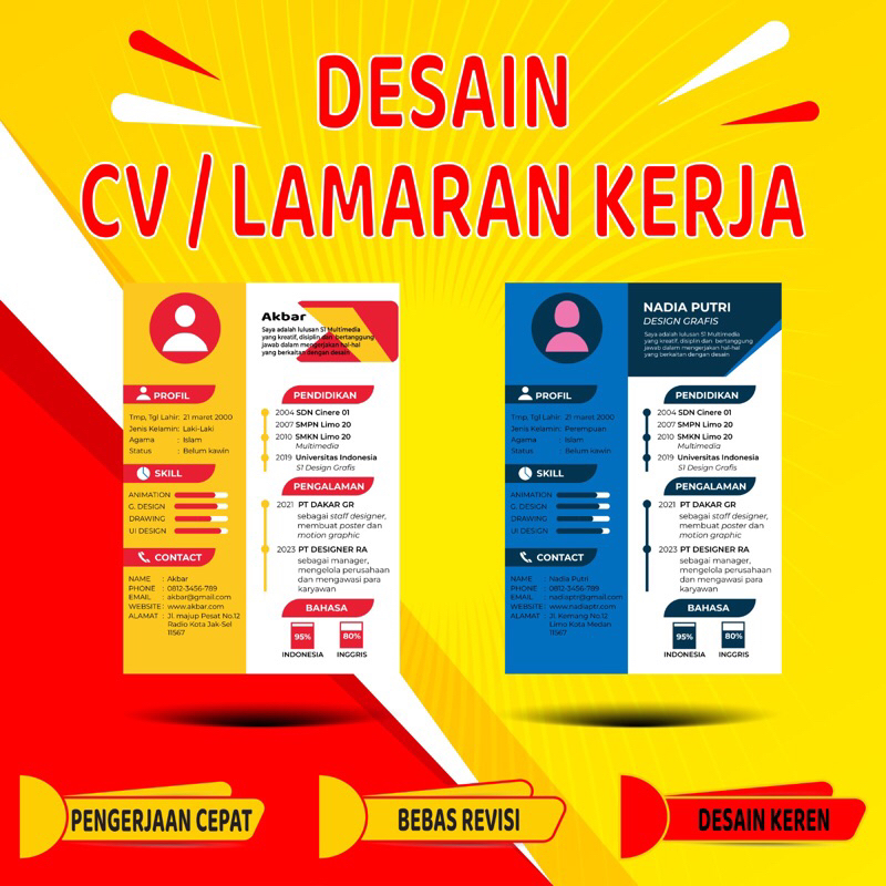 Jasa Pembuatan CV / Design CV | Desain CV | CV KERJA | Jasa Desain Cv Kerja | Lamaran Kerja