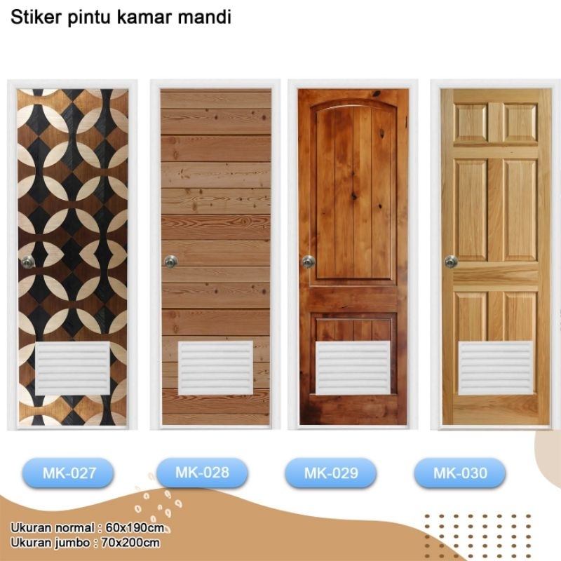 Stiker pintu kamar mandi / sticker pintu kamar mandi / stiker motif kayu