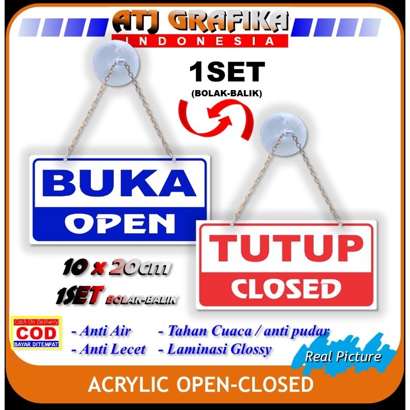 

Acrylic new buka tutup open closed papan akrilik pintu toko kantor office sign