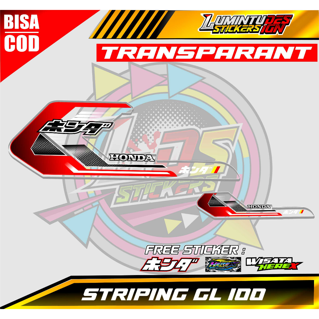 STRIPING VARIASI GL100 TRANSPARAN UV / STIKER VARIASI GL 100