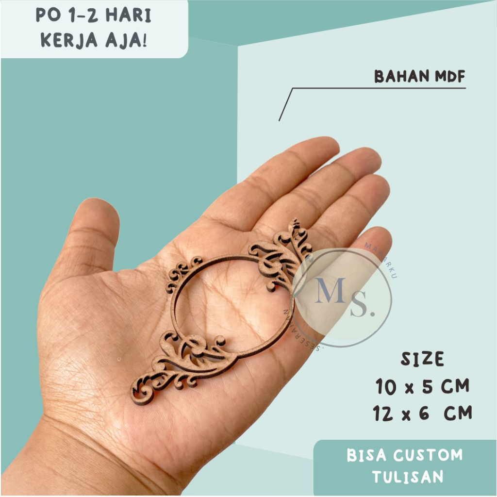 READY frame border inisial nama logam mulia bulat salur kayu mdf plywood Cutting Frame Bulat Sulur m