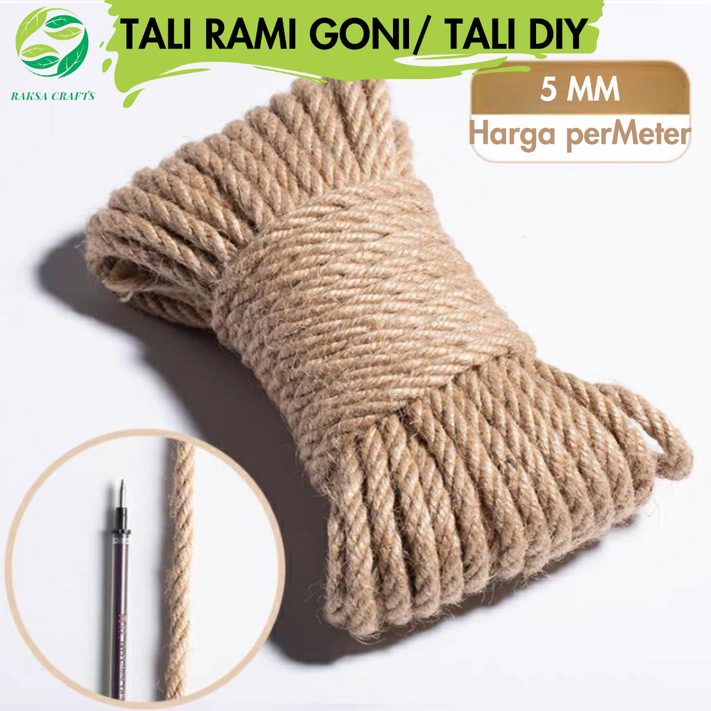 

Tali rami 5mm Tali goni / Garukan Kucing / Tali kerajinan tangan/ Tali DIY/ Tali Organik / Tali Tambang / Tali Serat goni / Tali Agel / Tali mendong