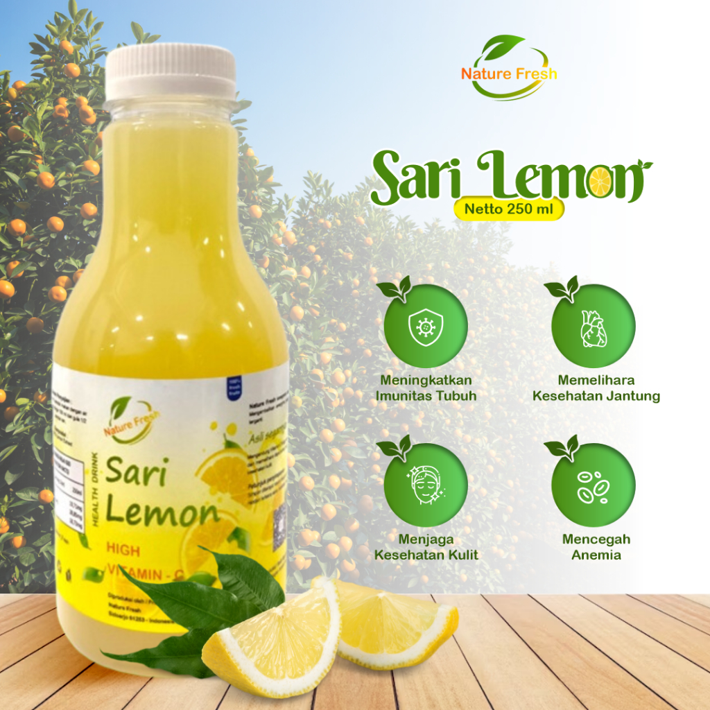 

Sari Lemon Asli 250 ml "Nature Fresh" - Lemon Peras - Air Lemon - Sirup Lemon - Lemon Diet