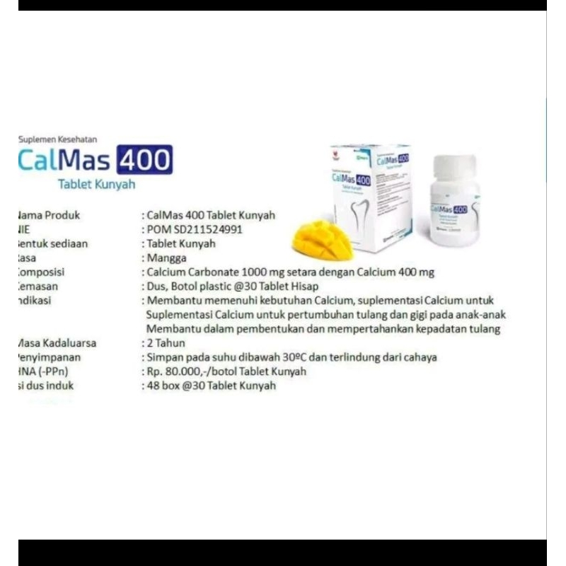 Calmas 400mg tablet hisap anak