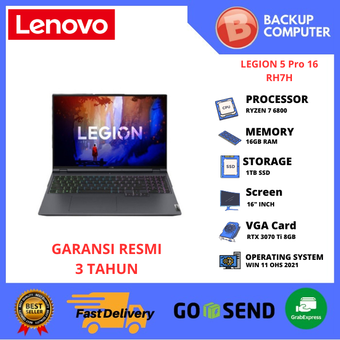 LAPTOP LENOVO Legion5Pro 16ARH7H 82RG0014ID RYZEN 7 6800